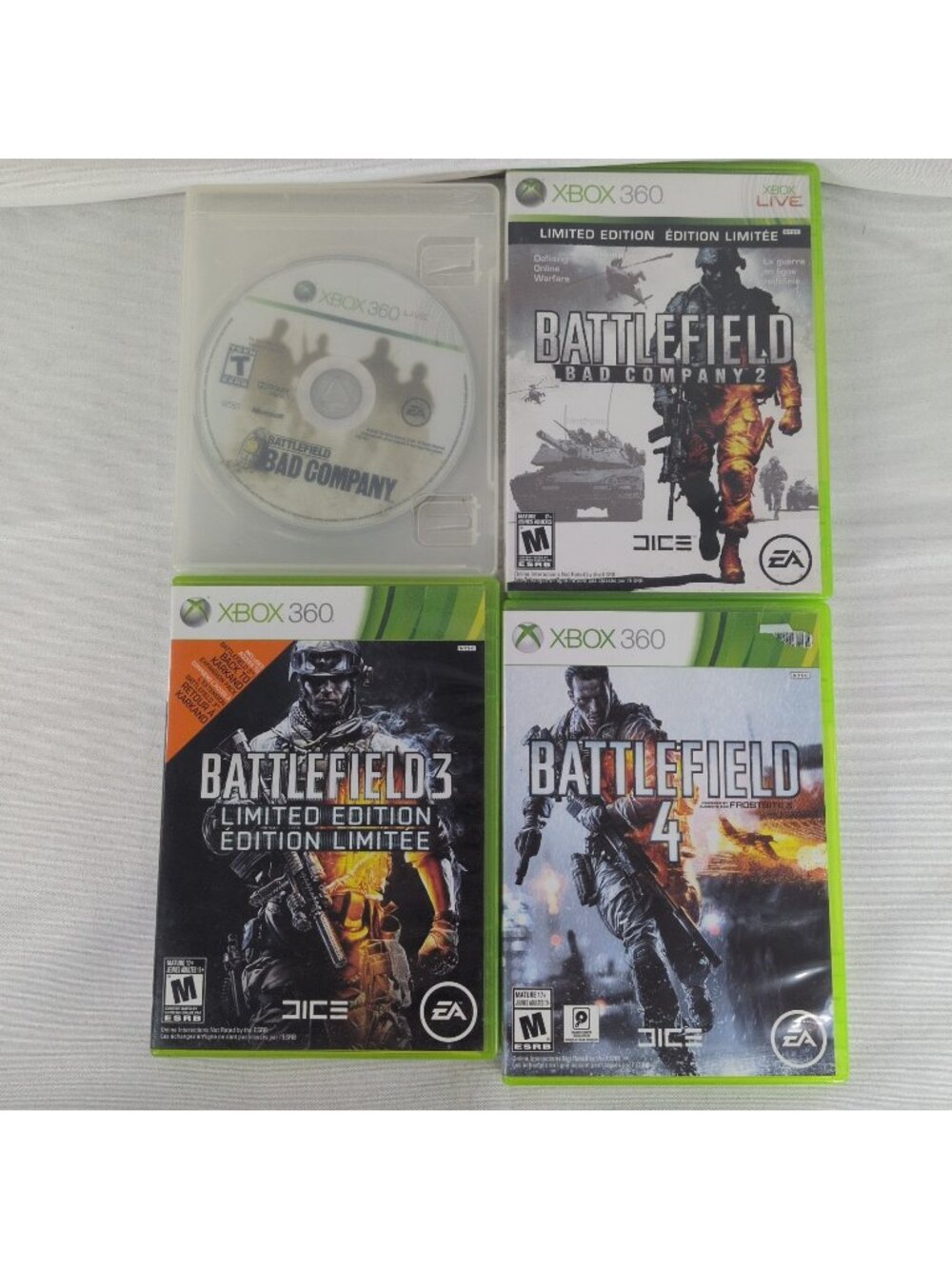Battlefield Game Lot Bad Company, BC 2, 3 Limited Edition, 4 Xbox 360 Tested